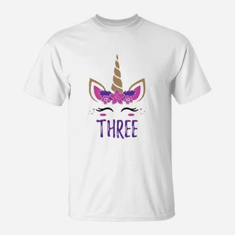 Gift For 3 Year Old Girl Unicorn 3Rd Birthday T-Shirt | Crazezy UK