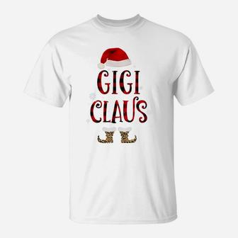 Gigi Claus Leopard Christmas Pajama Santa Gift For Mom T-Shirt | Crazezy
