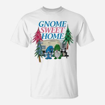 Gnome Sweet Home Christmas Camper Camping Tee T-Shirt | Crazezy