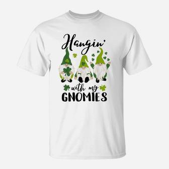 Gnome T Shirt Hangin With My Gnomies Womens St Patricks Day T-Shirt | Crazezy