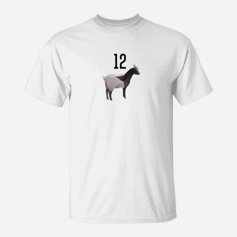 Goat Number 12 Football Player T-Shirt - Thegiftio UK