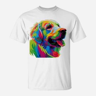 Golden Retriever Mama Colorful Art Dog Dad Pet T-Shirt | Crazezy