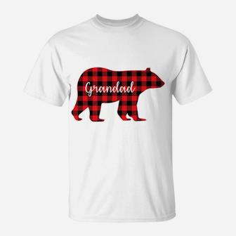 Grandad Bear Red Plaid Family Matching Christmas Pajama Gift T-Shirt | Crazezy