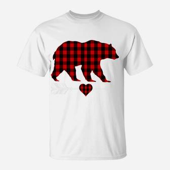 Grandma Bear Christmas Pajama Red Plaid Buffalo Family Gifts T-Shirt | Crazezy
