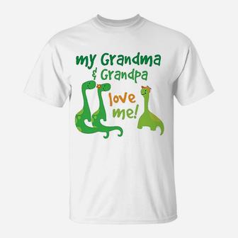 Grandma Grandpa Love Me Dinosaurs T-Shirt | Crazezy CA