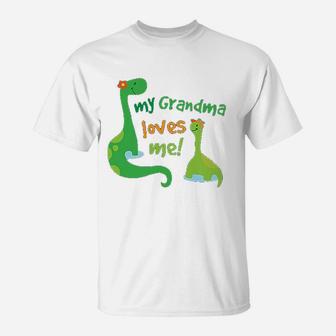 Grandma Loves Me Grandchild Dinosaur T-Shirt | Crazezy AU