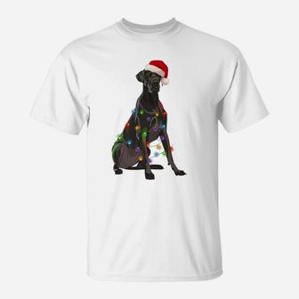 Great Dane Christmas Lights Xmas Dog Lover Santa Hat T-Shirt | Crazezy CA