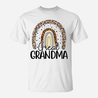 Great Grandma Funny Leopard Boho Rainbow Family T-Shirt | Crazezy CA