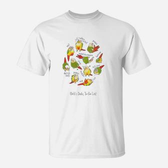 Green Cheek Conures Daily Todo List T-Shirt | Crazezy