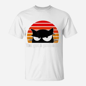 Grumpy Vintage Black Cat Lover, Retro Style Cats Gift T-Shirt | Crazezy CA