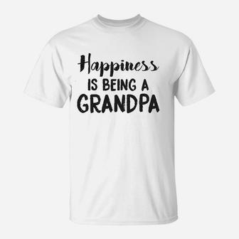 Happiness Is Being A Grandpa Funny Papa Family Graphic Fathers Day T-Shirt | Crazezy UK