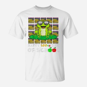 Happy 100Th Day Of School Frog Funny Teacher Student Kids T-Shirt | Crazezy