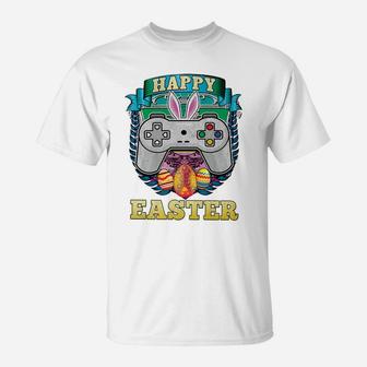 Happy Easter Bunny Boy Gamer Girl Video Game Controller Kids T-Shirt | Crazezy