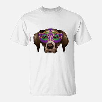 Happy Mardi Gras German Shorthair Pointer Mardi Gras Dog Breed T-Shirt | Seseable CA
