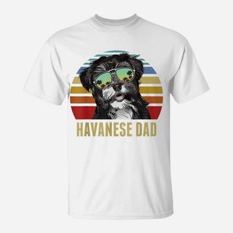 Havanese Best Dog Dad Ever Retro Sunset Beach Vibe T-Shirt | Crazezy AU