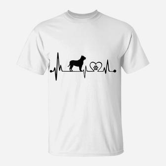 Heartbeat Pitbull Terrier Lover Dog Owner T-Shirt | Crazezy UK