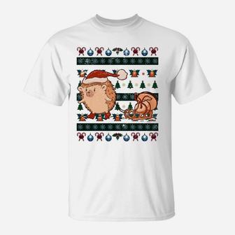 Hedgehog Xmas Gift Cute Animal Ugly Christmas T-Shirt | Crazezy UK