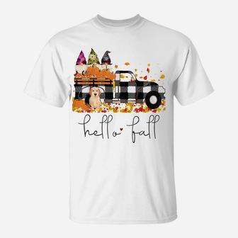 Hello Fall Pumpkin Truck Gnomes Dog Graphic Women Boys Girls T-Shirt | Crazezy AU