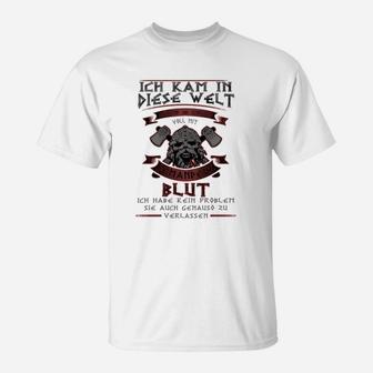 Herren-T-Shirt Bulldoggen-Motiv, Ich kam in diese Welt Deutscher Spruch - Seseable