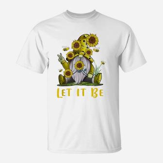 Hippie Let It Be Gnome Sunflower T-Shirt | Crazezy AU
