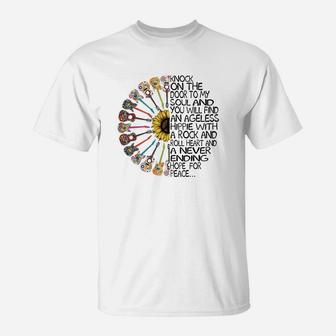 Hippie Soul Rock Guitar Knock On The Door To My Soul And You Will Find An Ageless Hippie T-Shirt - Thegiftio UK
