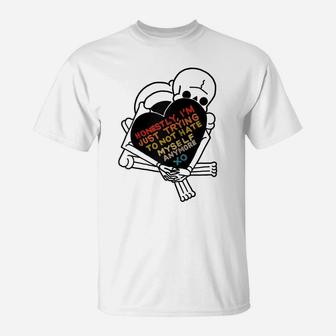 Honestly I'm Just Trying To Not Hate Myself Anymore Raglan Baseball Tee T-Shirt | Crazezy CA