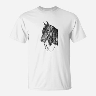 Horse Head Black And White For Animal Lovers Owners T-Shirt - Thegiftio UK