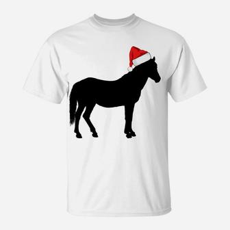 Horse Silhouette Santa Hat Matching Family Christmas Pajama T-Shirt | Crazezy