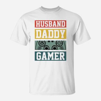Husband Daddy Gamer Cool Gamer Christmas Gift T-Shirt | Crazezy