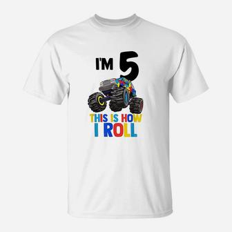 I Am 5 This Is How I Roll 5Th Birthday T-Shirt | Crazezy UK