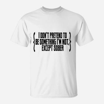I Do Not Pretend To Be Something I Am Not Except Sober T-Shirt | Crazezy