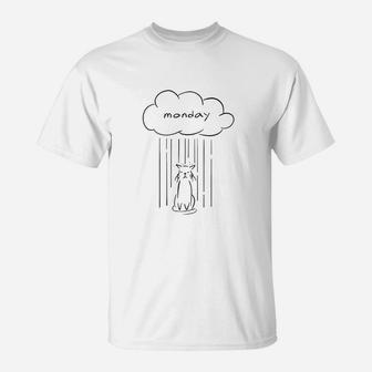 I Hate Mondays Cat Raincloud T-Shirt | Crazezy