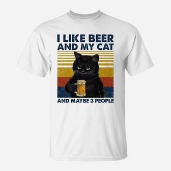 I Like Beer My Cat And Maybe 3 People Funny Cat Lovers Gift Sweatshirt T-Shirt | Crazezy AU