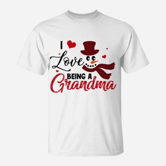 I Love Being A Grandma Snowman Plaid Red Family Christmas Sweatshirt T-Shirt | Crazezy CA