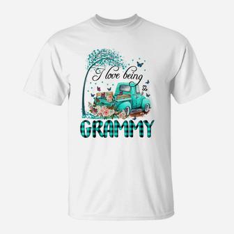 I Love Being Grammy Flower Truck T-Shirt | Crazezy DE