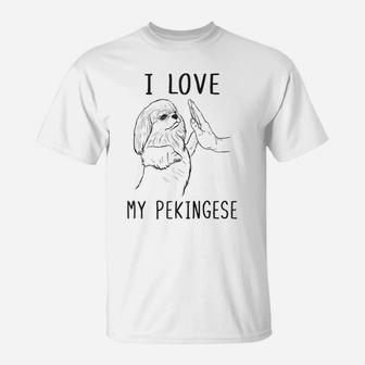 I Love My Pekingese Dad Pekingese Mom Dog Pekingese Lover Raglan Baseball Tee T-Shirt | Crazezy