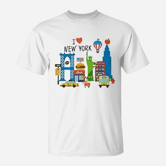I Love New York City Ny Icons Souvenir Travel Gift T-Shirt - Thegiftio UK
