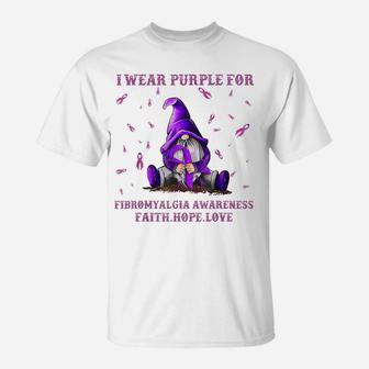 I Wear Purple For Fibromyalgia Awareness Costume Gnome Lover T-Shirt | Crazezy DE