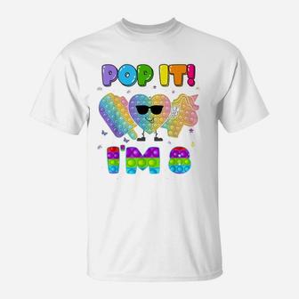I'm 8 Years Old 8Th Birthday Unicorn Theme Girls Pop It Fidg T-Shirt | Crazezy