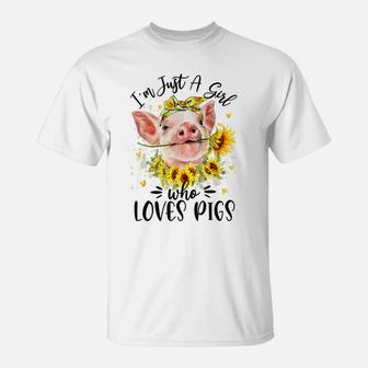 I'm Just A Girl Who Loves Pigs Flower Country Farmer Girl T-Shirt | Crazezy