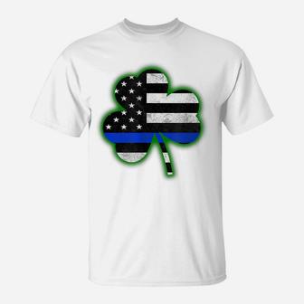 Irish Police Shirt Shamrock Thin Blue Line Usa America Flag T-Shirt | Crazezy DE