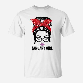January Girl Woman Face Wink Eyes Lady Face Birthday T-Shirt | Crazezy AU