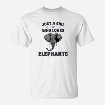 Just A Girl Who Loves Elephants Elephant Gift Girls T-Shirt - Thegiftio