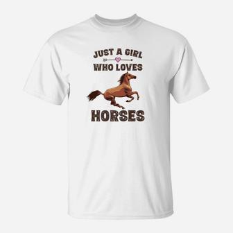 Just A Girl Who Loves Horses Equestrian Gifts Girls T-Shirt - Thegiftio UK
