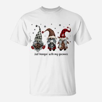 Just Hangin With My Gnomies Santa Gnome Christmas Raglan Baseball Tee T-Shirt | Crazezy