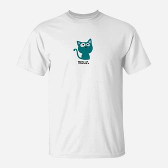 Kawaii Katzen-Motiv T-Shirt 'Mauz' in Weiß für Tierliebhaber - Seseable