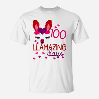 Kids 100 Days Of School Gift For Little Girls 100 Llamazing Days T-Shirt | Crazezy DE