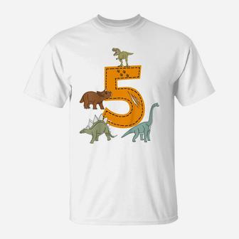 Kids 5Th Birthday Boys Dino Dinosaurs Gift Birthday T-Shirt | Crazezy DE