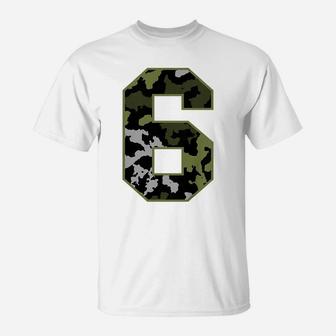 Kids 6Th Birthday Gift Army Green Camo Number T-Shirt | Crazezy UK