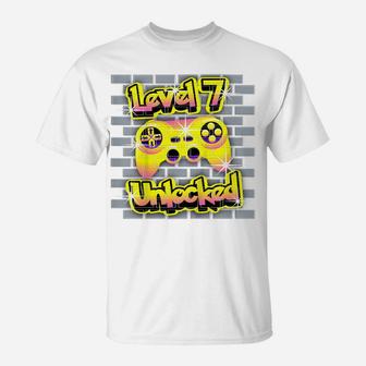 Kids 7 Year Old 7Th Video Gamer Gaming Birthday Party Boys Girls T-Shirt | Crazezy UK